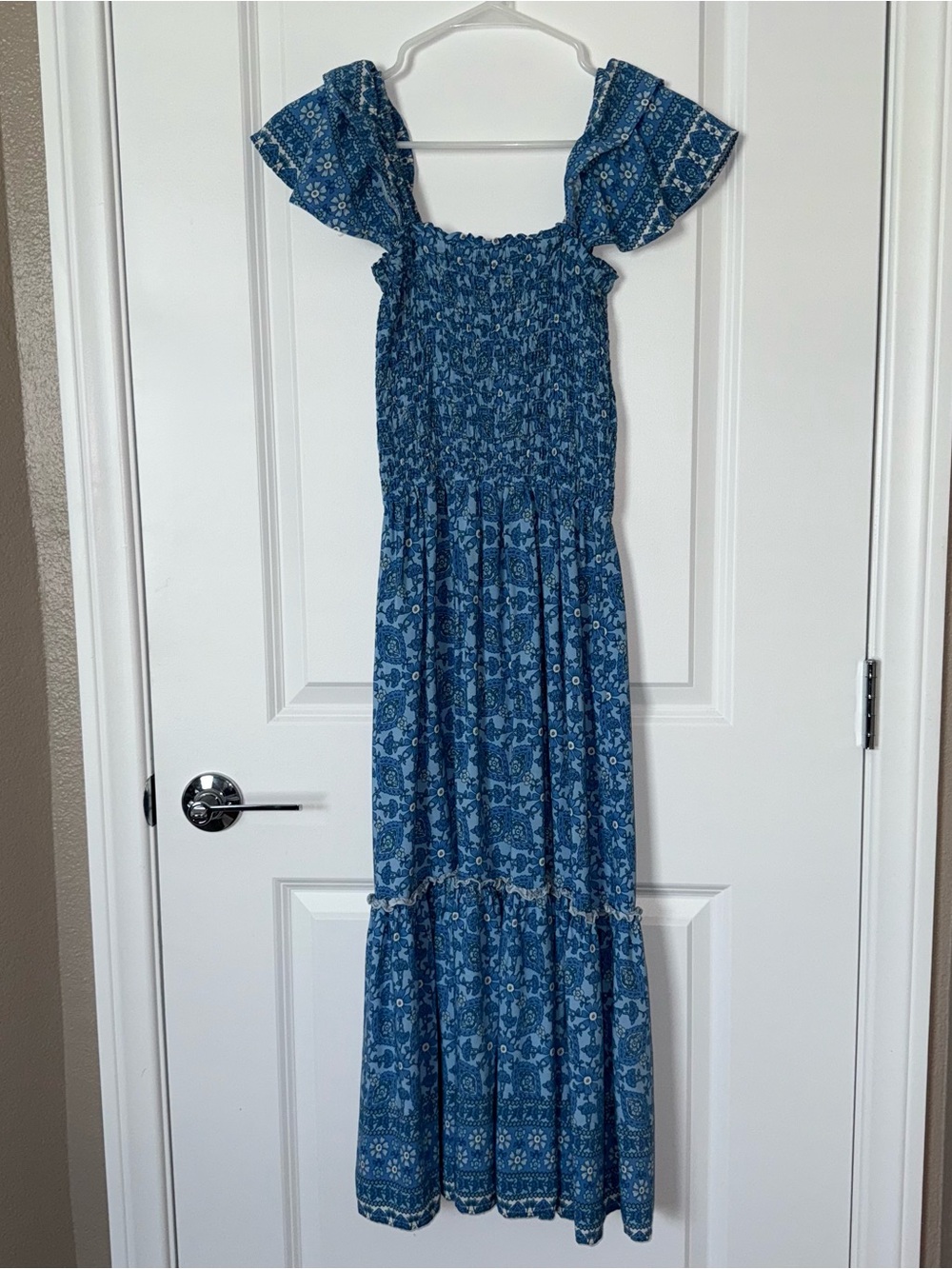 Walker & Wade - Floral Blue Smocked Maxi Dress